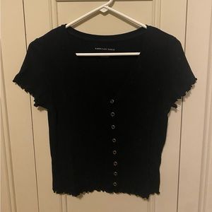 American Eagle ribbed vneck button down crop top
